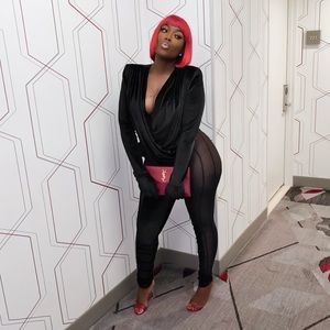 Sexy velvet and sheer bodysuit